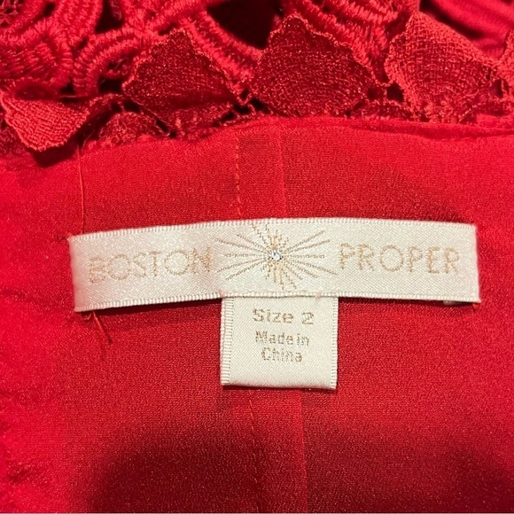 Boston Proper Red Bell Sleeve Off the Shoulder Lace Bodycon Sheath Dress Size 2 - Picture 8 of 9